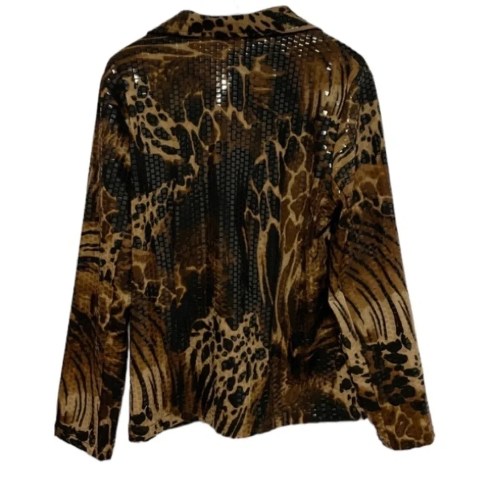 Ruby Rd. Size 10 Animal Print Zip Jacket With Pockets - Picture 2 of 7